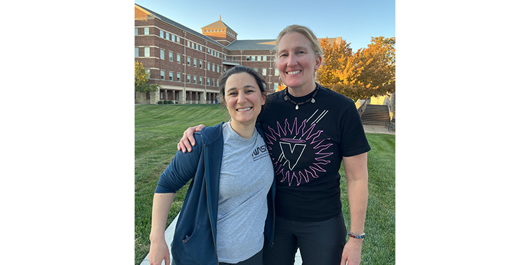 Denise Wunderler, DO, and Student Doctor Reed June Apostoal meet at KCU